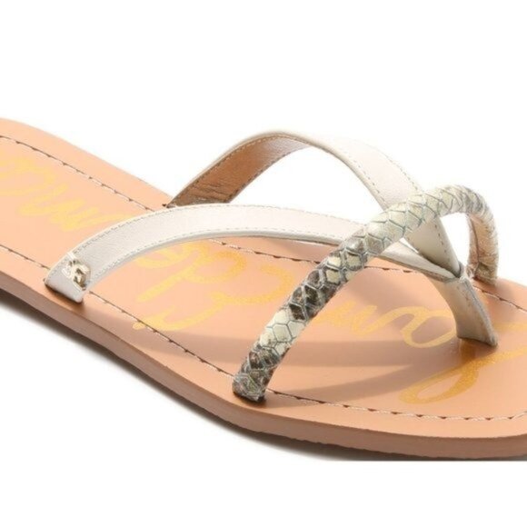 SAM EDELMAN Abbey Flip Flop Sandal in Off White Snake Print - NEW - Picture 7 of 9